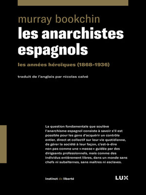 cover image of Les anarchistes espagnols